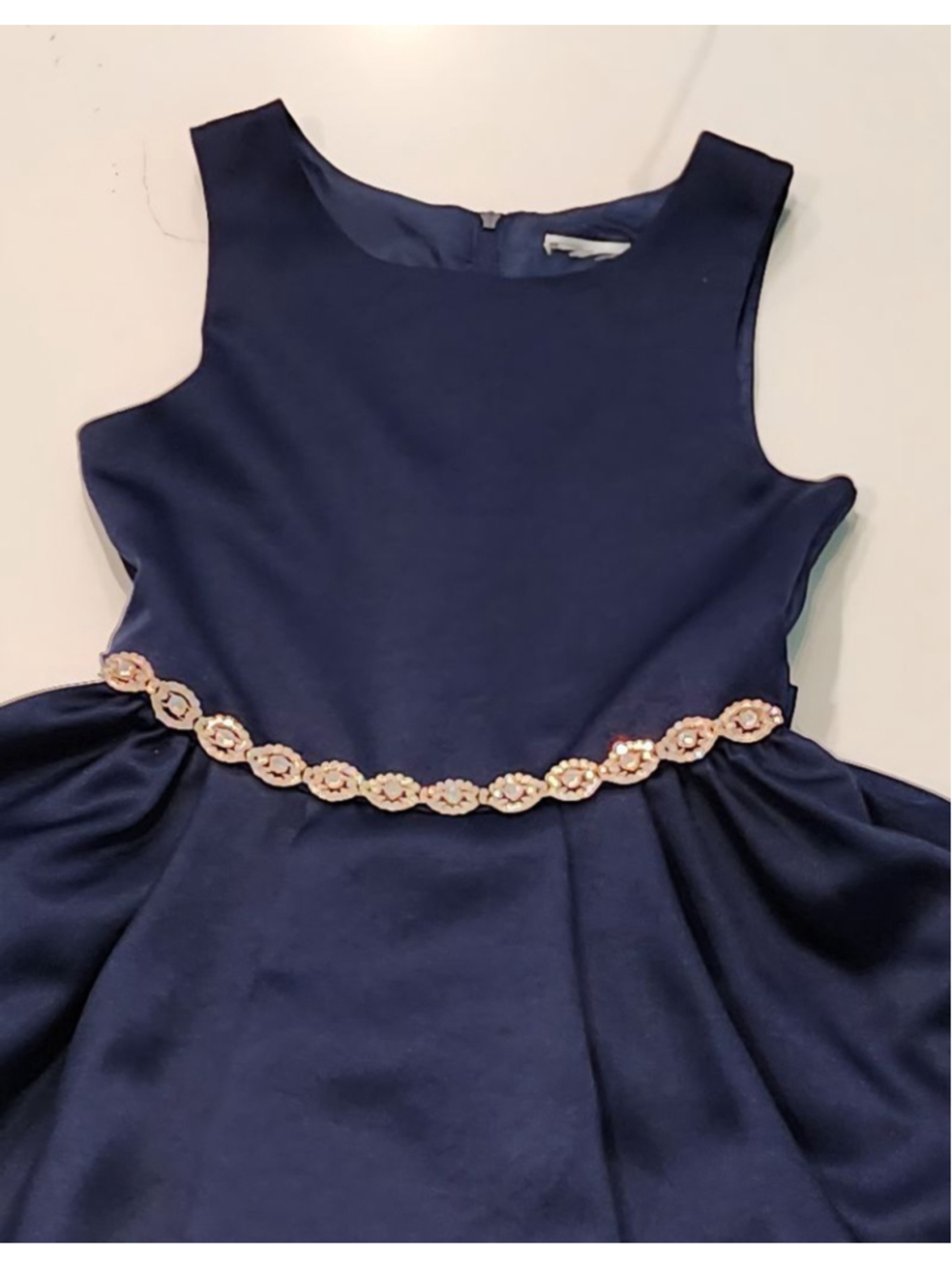 Rare Editions Girls Navy Blue High-Low Dress Tulle Rhinestone Formal Size 6 - Picture 3 of 11